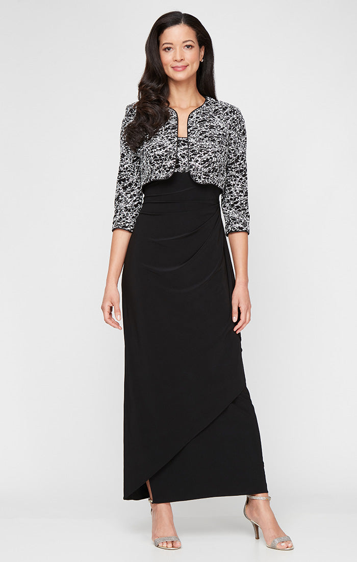 ALEXEVENINGS Evening Glamour Sparkle Bolero Dress with Empire Waist Detail