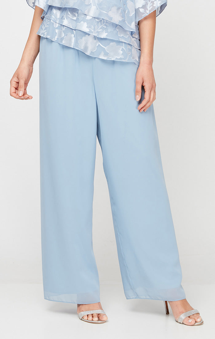ALEXEVENINGS Slim-Fit Evening Elegance Soft Chiffon Trousers with Classic Straight Cut