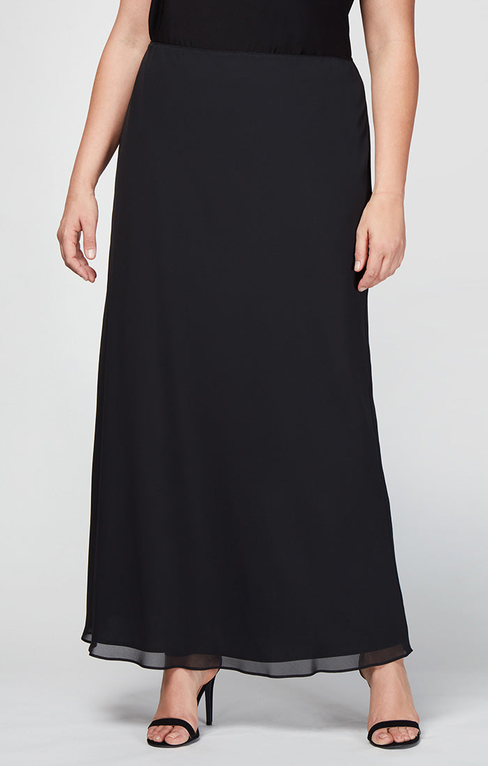 ALEXEVENINGS Plus Size Elegant A-Line Chiffon Skirt with Flowy Flared Hem