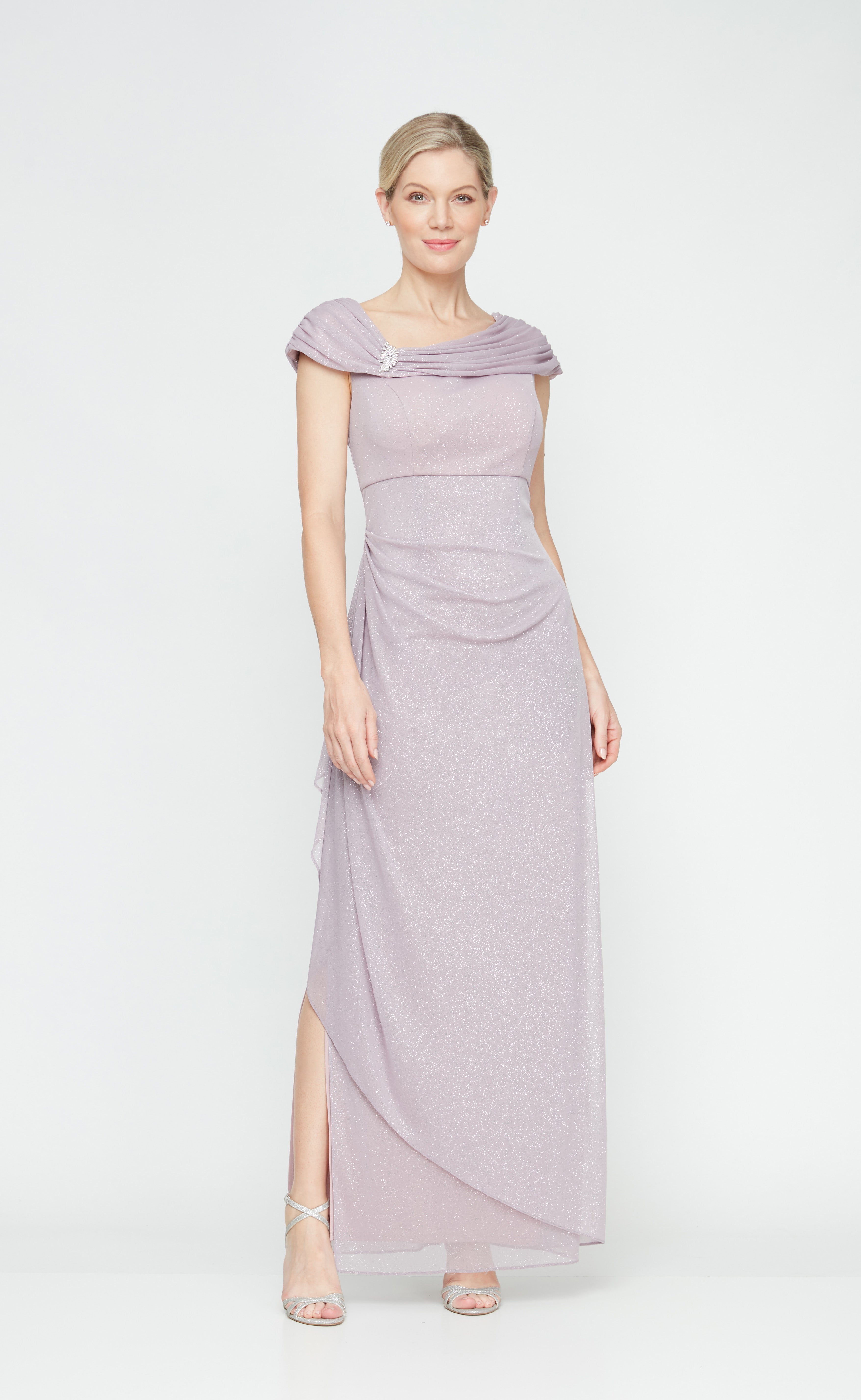 ALEXEVENINGS Sparkling Slim-Fit Mini Dress with Gathered High Neckline