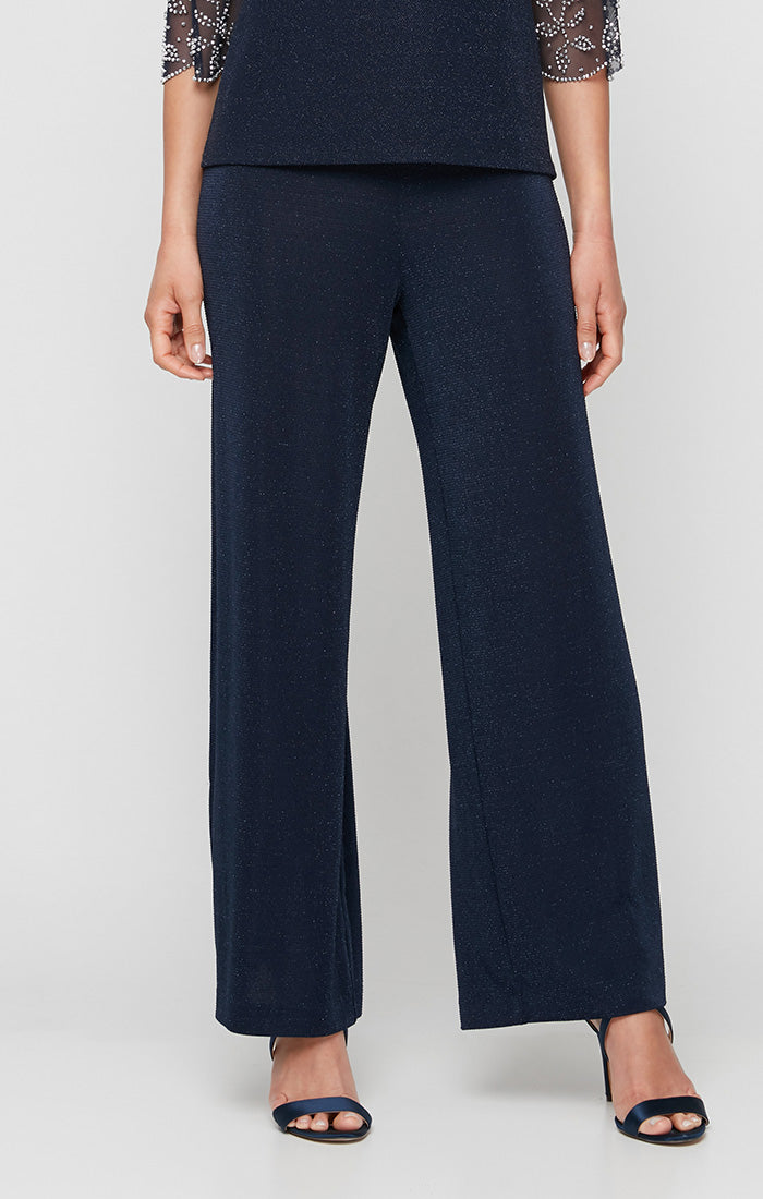 ALEXEVENINGS Slim-Fit Shimmer Stretch Pants for Petite | Comfortable Ankle-Length Knit Trousers