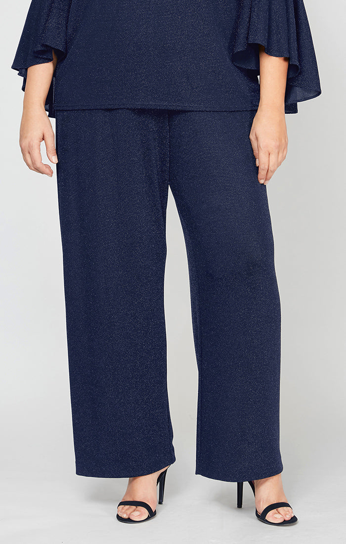 ALEXEVENINGS Curvy Fit Straight-Leg Trousers with Shimmer Jersey Fabric | Tailored Comfort & Evening Elegance