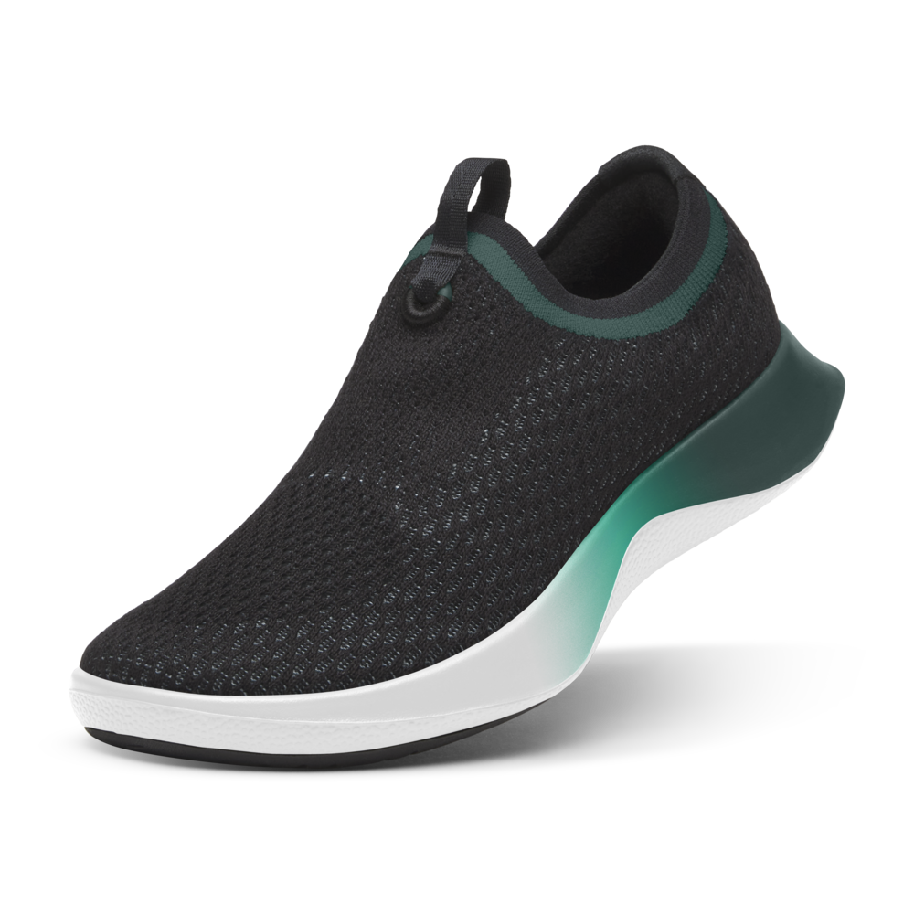 ALLBIRDS Men's Eco-Friendly Tree Dasher Running Shoes in Natural Black with Teal Accent Sole