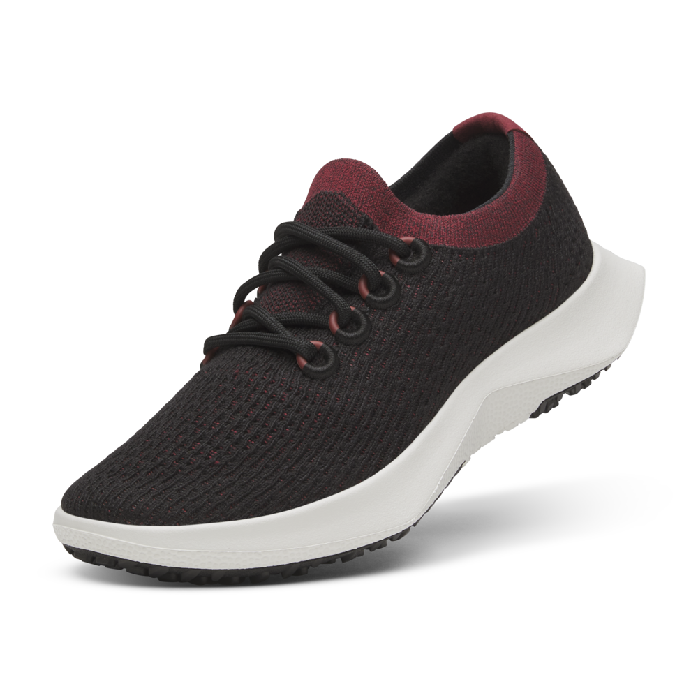 ALLBIRDS Men's Tree Dasher 2 Running Shoes in Storm Charcoal & Crimson Accents (Light Gray Sole)