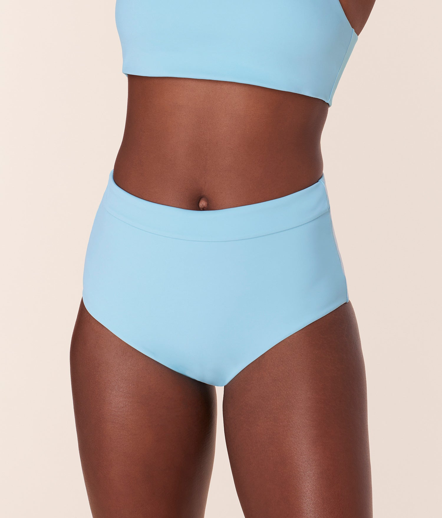 ANDIE Comfort-Fit High-Rise Swim Bottoms Sustainable Nylon Fabric Hydrangea Blue Tint