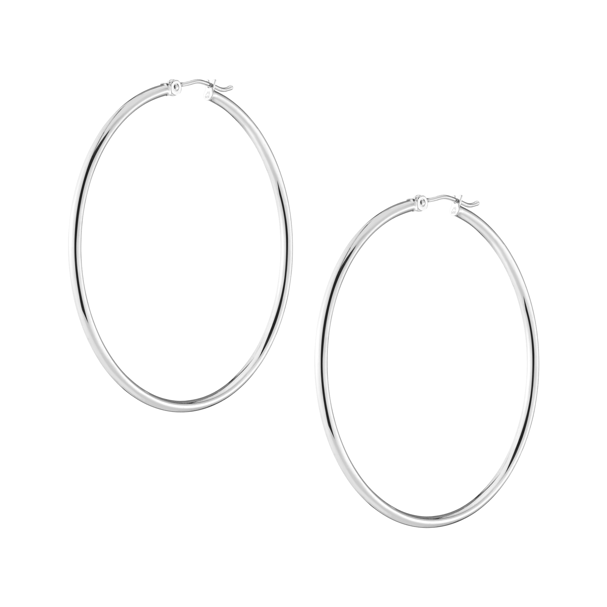 AURATE Delicate 2mm Sterling Silver Huggie Hoops | 50mm Diameter for Everyday Elegance