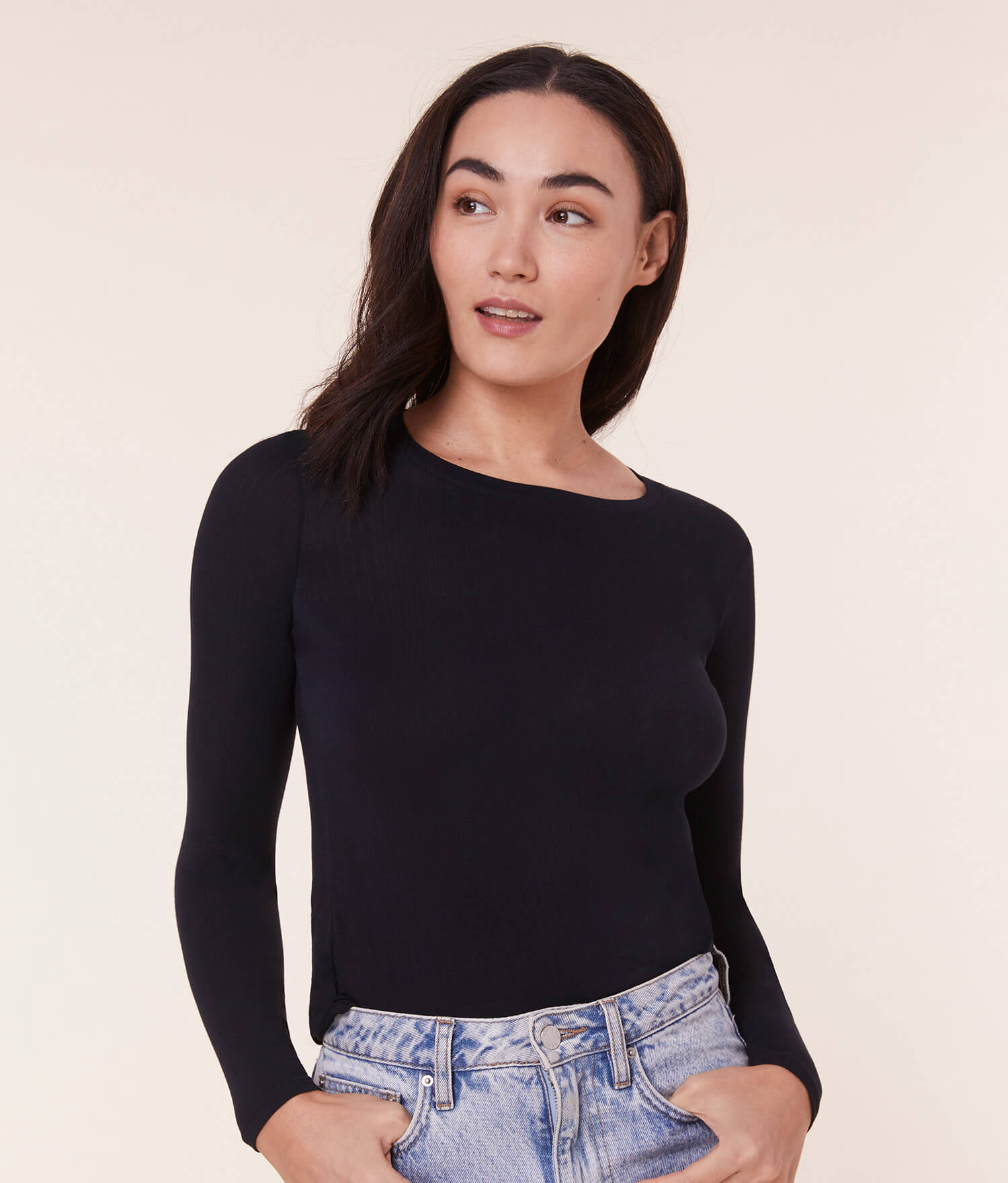 ANDIE Essential Everyday Long Sleeve Shirt | Soft Cloud Grey & Sleek Onyx