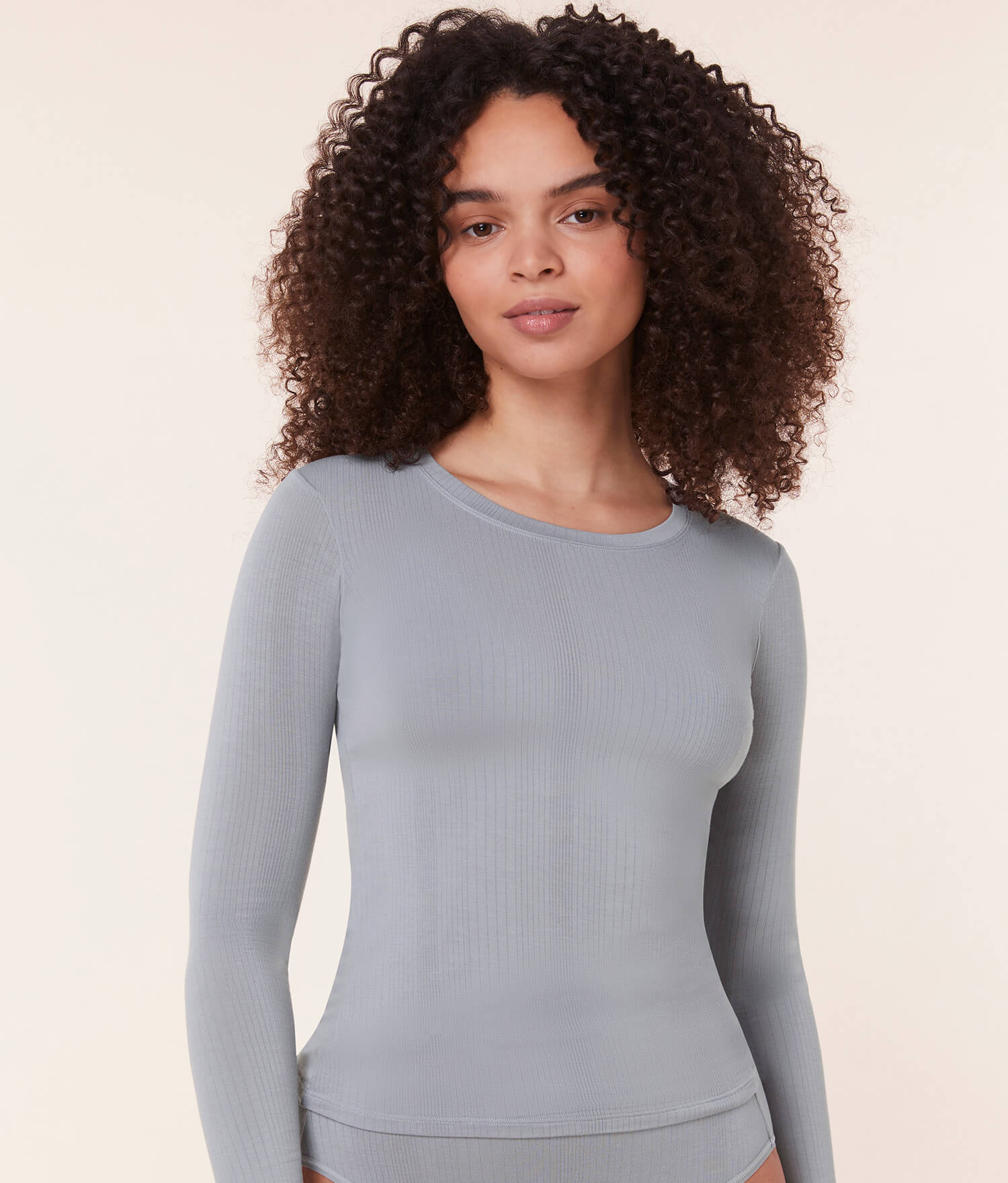 ANDIE Essential Long Sleeve Tee in Soft Cloud Dusk & Starry Shimmer | Cozy Everyday Layering Top with Effortless Style