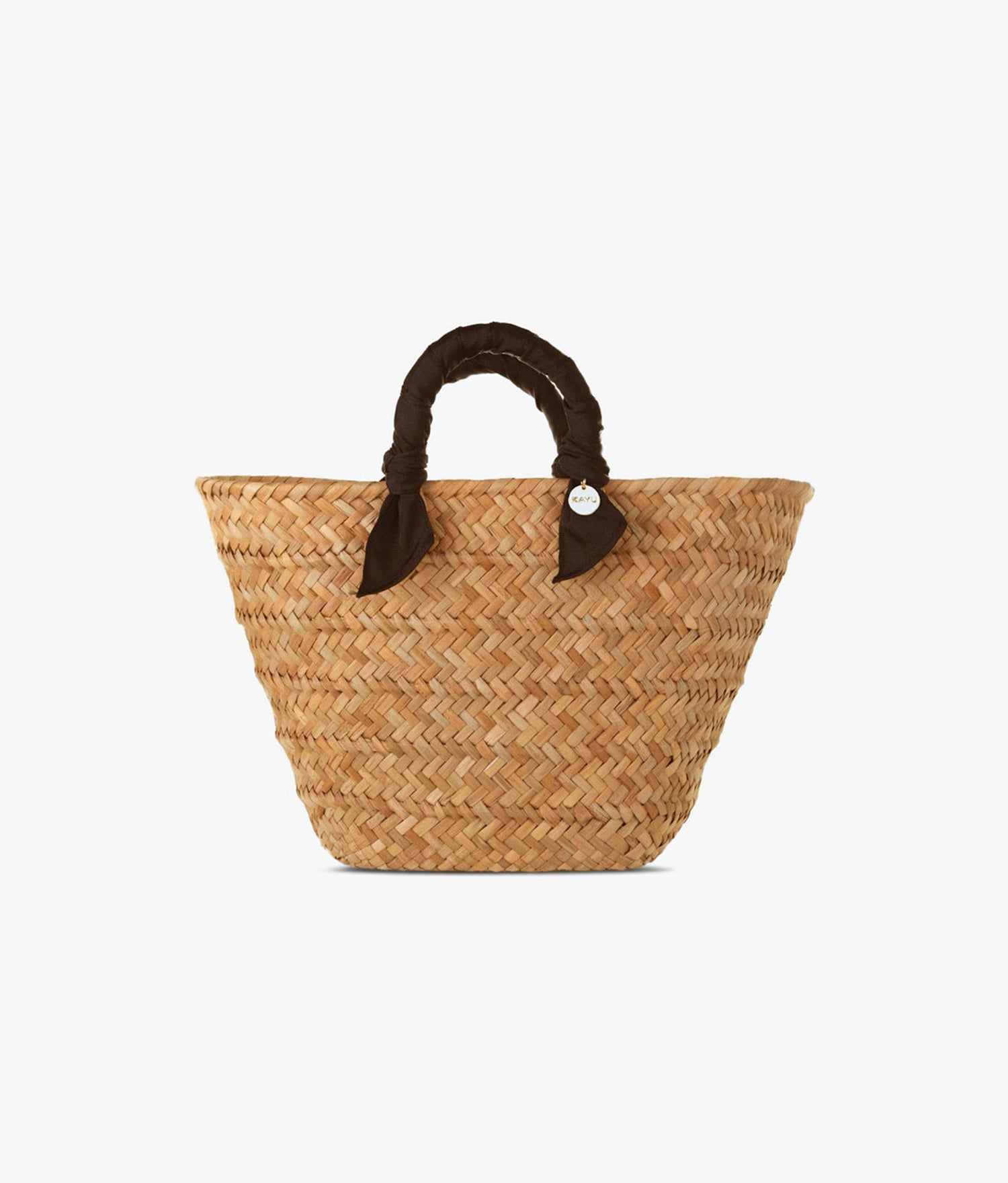 ANDIE Rosie Braided Straw Tote with Ribbon Accent Handles, Black & Kayu Finish