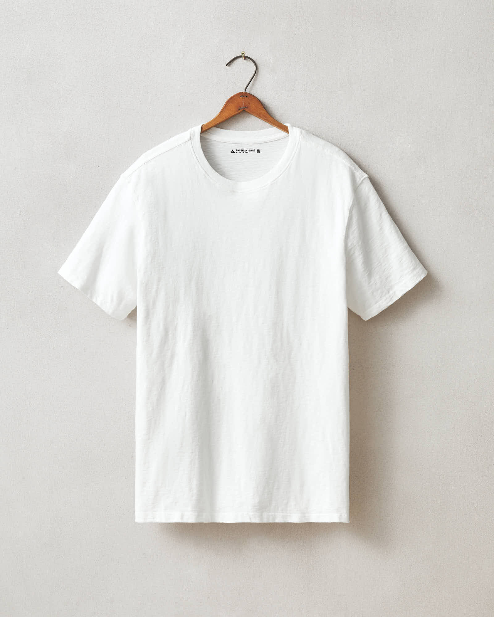 AMERICAN GIANT Soft-Structured Slub Cotton Crewneck Tee in Vintage Bone