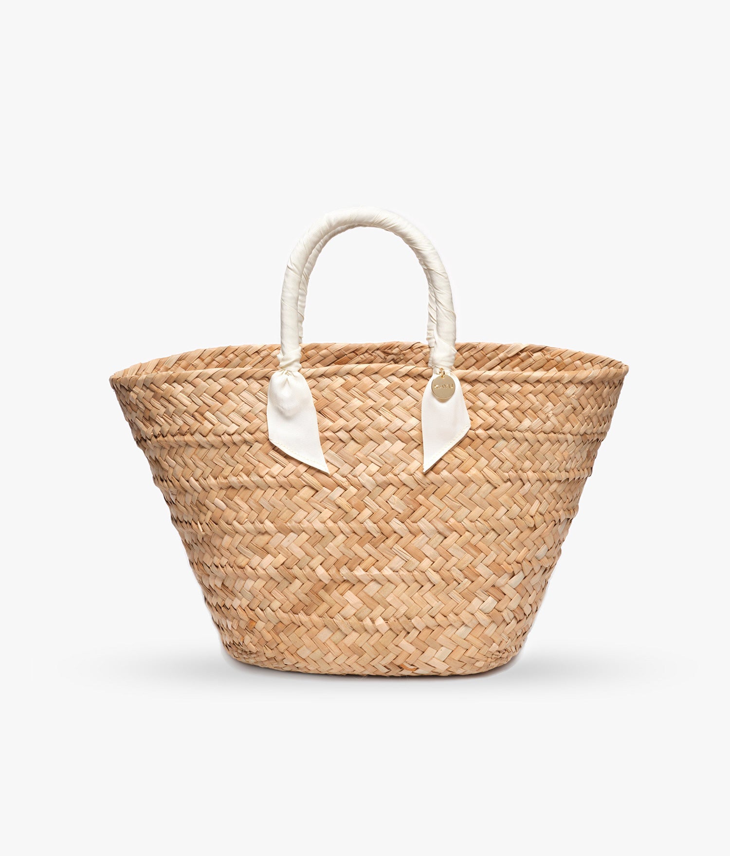 ANDIE Elegant Rosie Handwoven Straw Tote with Ribbon Handle, Ivory Summer Bag