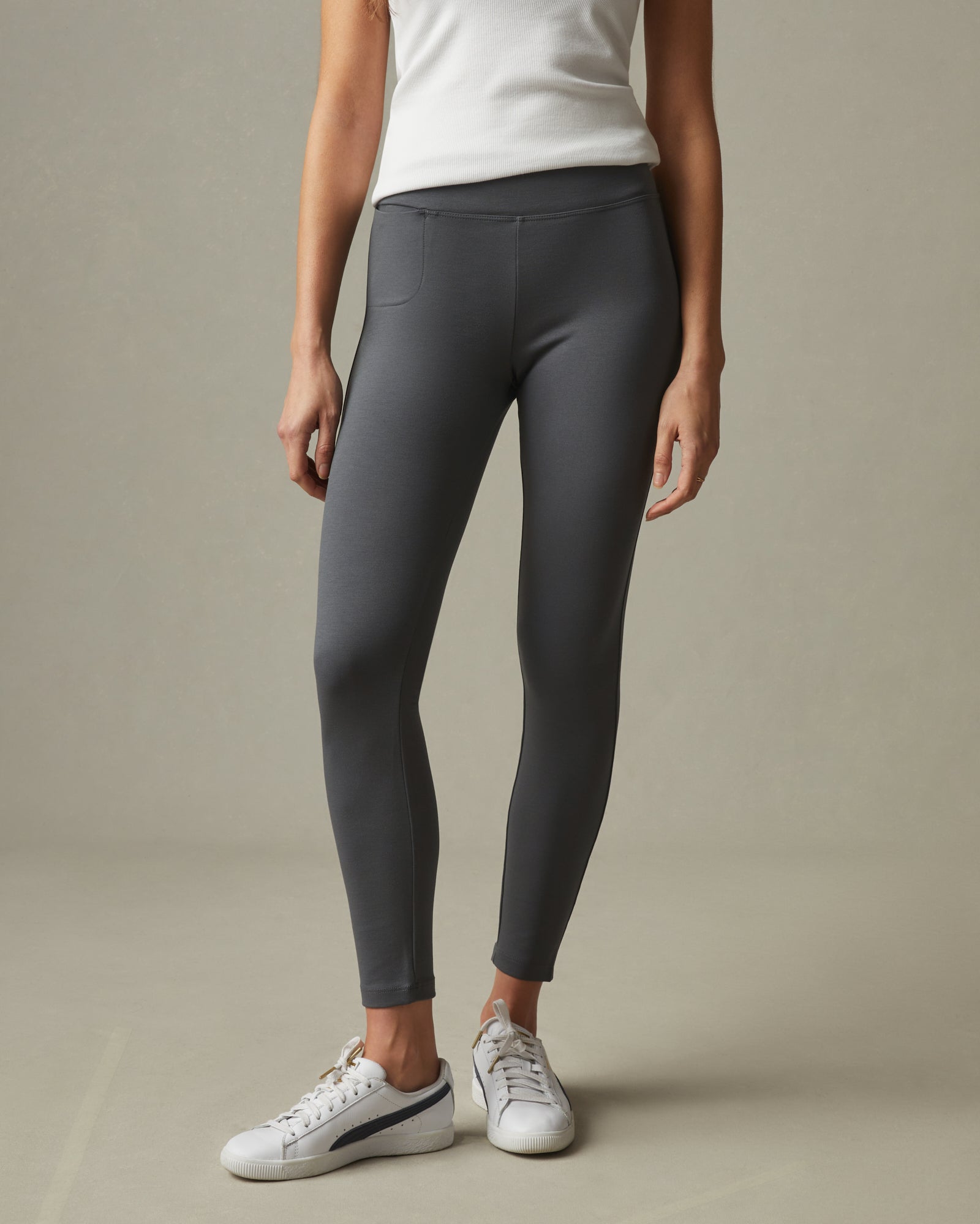 AMERICAN GIANT Sleek Ponte Slim-Fit Trousers in Iron Gray | Modern Tailored Fit