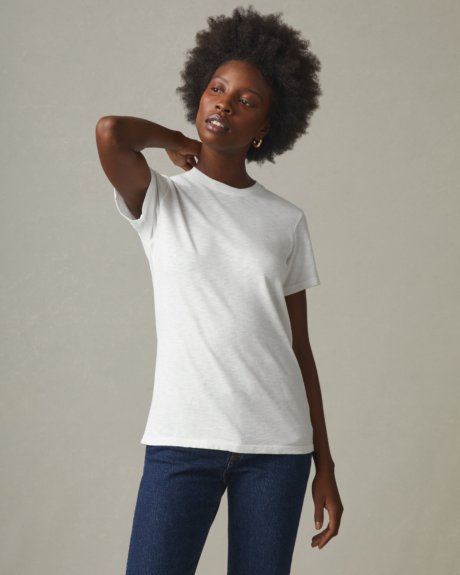 AMERICAN GIANT Soft Slub-Knit Crewneck Tee in Vintage Bone Wash