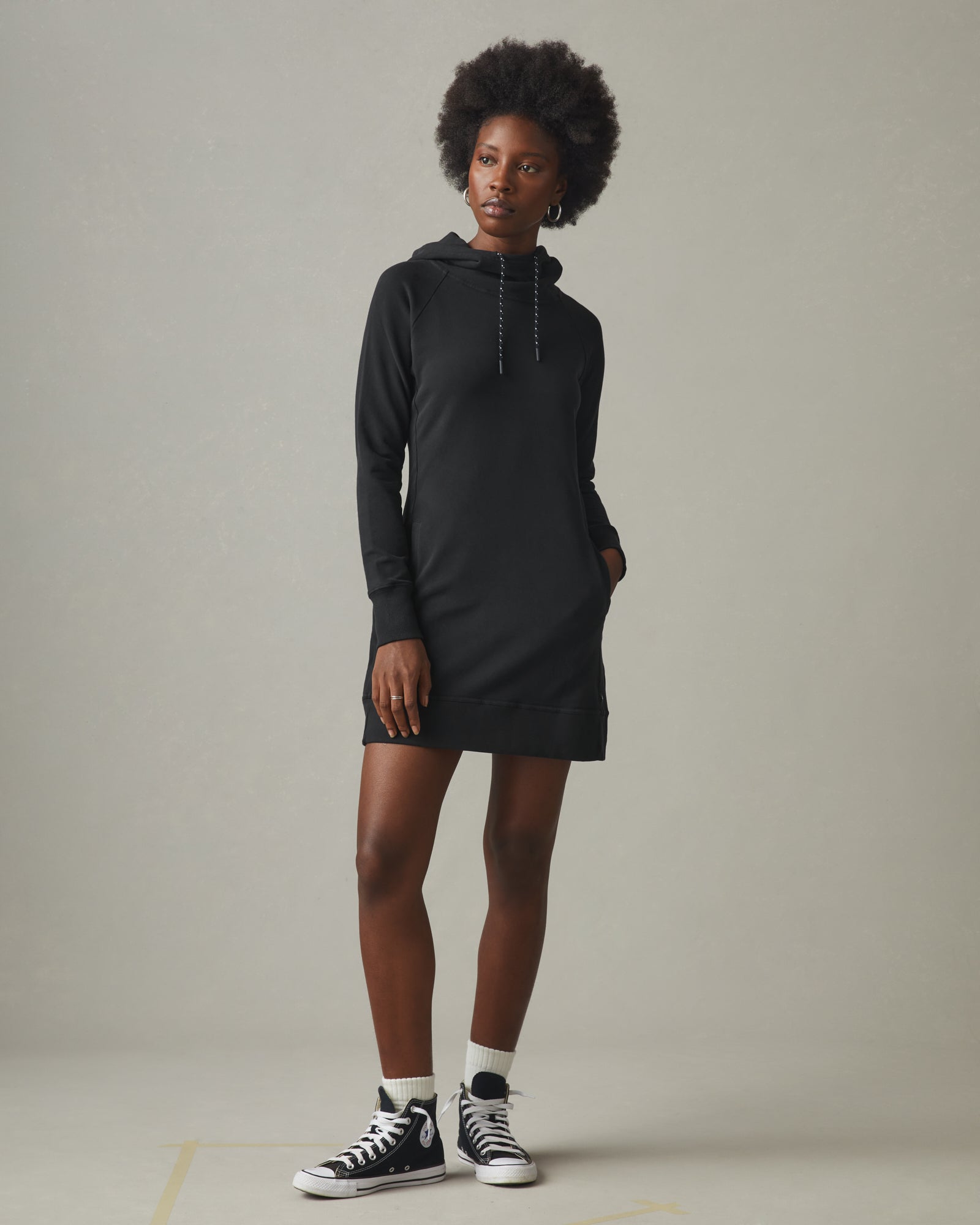 AMERICAN GIANT Cozy Oversized Sweatshirt Dress | Classic Black