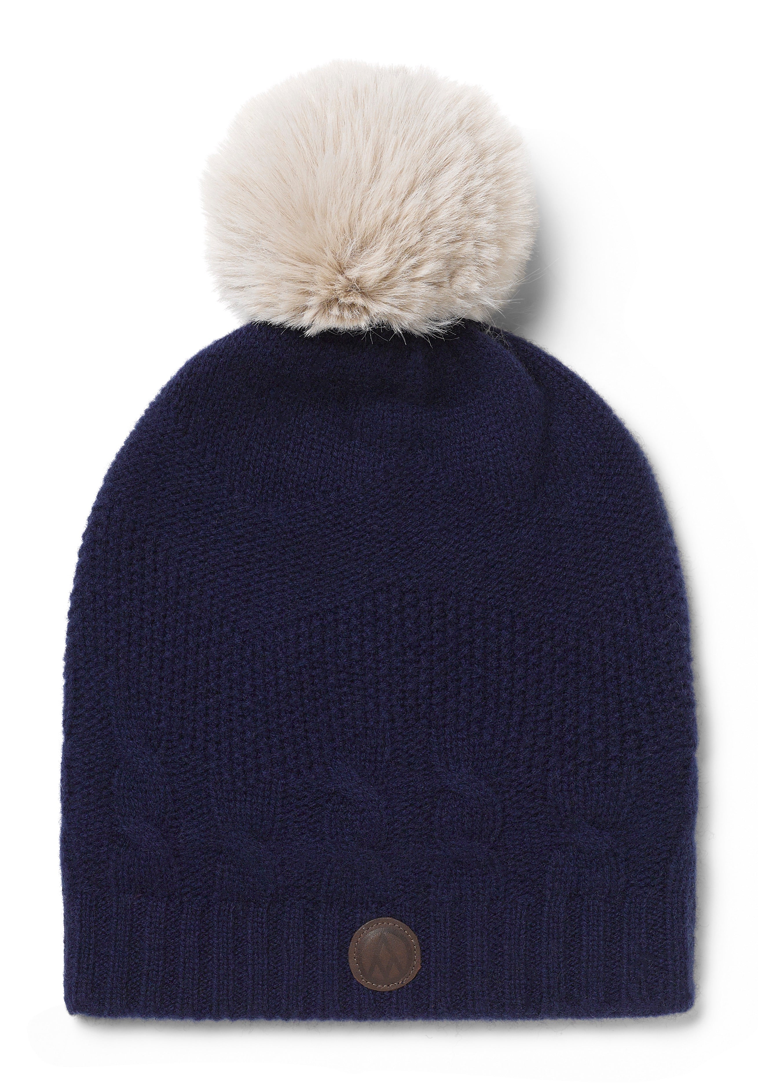Alps & Meters Women's Winter Luxe Cashmere Cable-Knit Pom Beanie