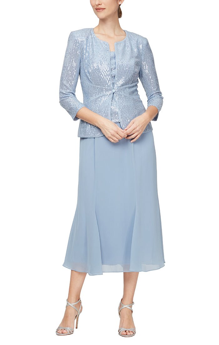 ALEXEVENINGS Regular Tailored Square-Neck Jacket Dress with Flared Skirt | Women's Formal Wear | Floral-Inspired Detailing
